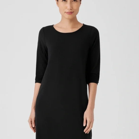 Eileen Fisher | Dresses | Eileen Fisher Stretch Jersey Knit Jewel Neck Dress  | Poshmark